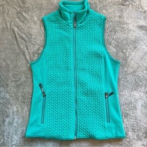 Tangerine Teal Fleece Vest Zip Front Chevron Texture Size S Hiking Active